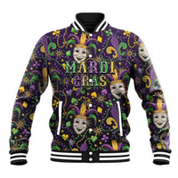 Mardi Gras Carnival Night Baseball Jacket Jester Mask Fantasy