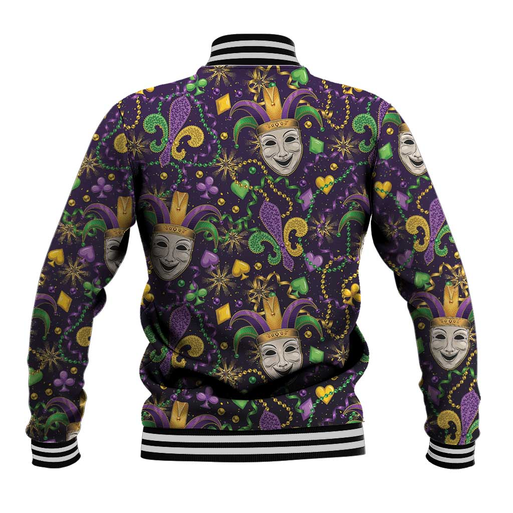 Mardi Gras Carnival Night Baseball Jacket Jester Mask Fantasy