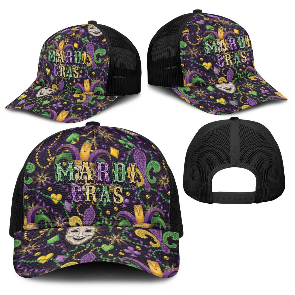 Mardi Gras Carnival Night Baseball Net Cap Jester Mask Fantasy