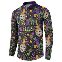 Mardi Gras Carnival Night Button Sweatshirt Jester Mask Fantasy