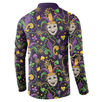 Mardi Gras Carnival Night Button Sweatshirt Jester Mask Fantasy