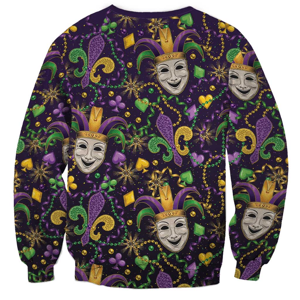 Mardi Gras Carnival Night Sweatshirt Jester Mask Fantasy