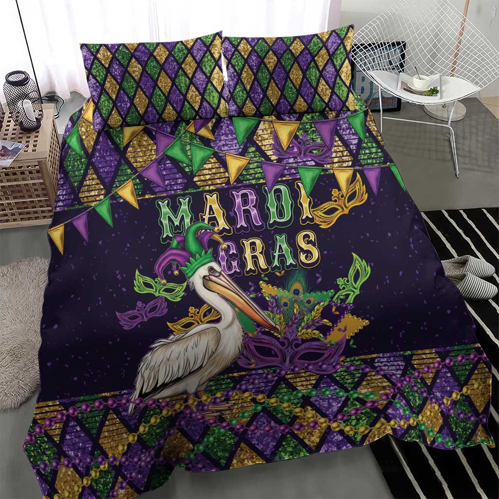 Mardi Gras Pelican Bedding Set Let the Good Times Roll