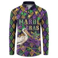 Mardi Gras Pelican Button Sweatshirt Let the Good Times Roll