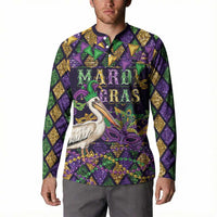Mardi Gras Pelican Button Sweatshirt Let the Good Times Roll
