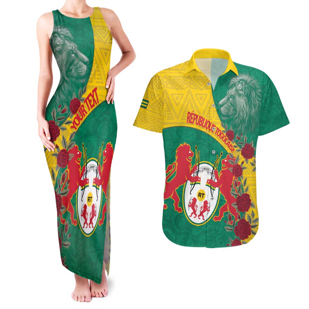 Personalised Republique Togolaise Couples Matching Tank Maxi Dress and Hawaiian Shirt Lion Coat Of Arms