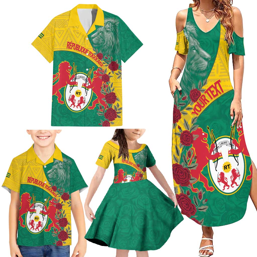 Personalised Republique Togolaise Family Matching Summer Maxi Dress and Hawaiian Shirt Lion Coat Of Arms