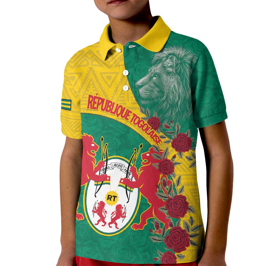 Personalised Republique Togolaise Kid Polo Shirt Lion Coat Of Arms