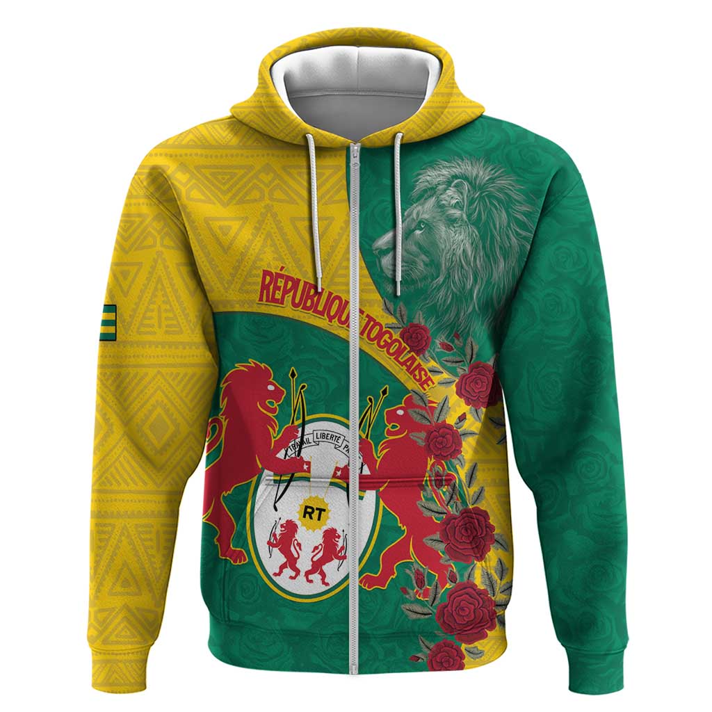 Personalised Republique Togolaise Zip Hoodie Lion Coat Of Arms