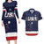 Custom USA Ice Hockey Couples Matching Long Sleeve Bodycon Dress and Hawaiian Shirt Go Champions