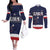 Custom USA Ice Hockey Couples Matching Off The Shoulder Long Sleeve Dress and Long Sleeve Button Shirt Go Champions