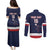 Custom USA Ice Hockey Couples Matching Puletasi and Long Sleeve Button Shirt Go Champions