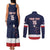 Custom USA Ice Hockey Couples Matching Tank Maxi Dress and Long Sleeve Button Shirt Go Champions