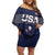 Custom USA Ice Hockey Family Matching Off Shoulder Short Dress and Hawaiian Shirt Go Champions