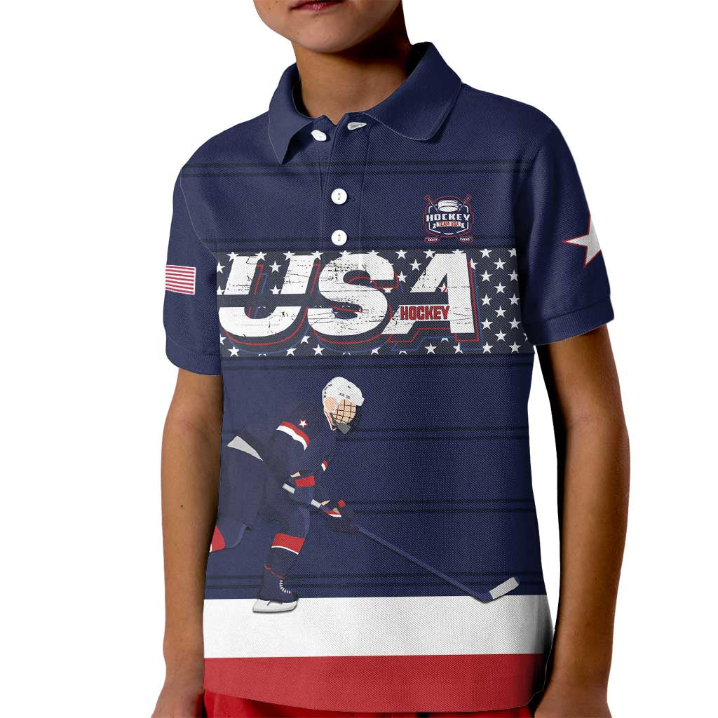 Custom USA Ice Hockey Kid Polo Shirt Go Champions