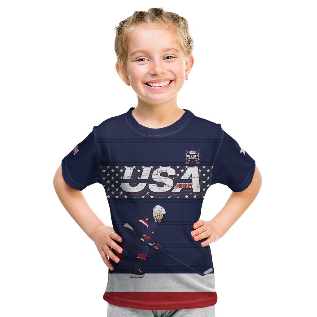 Custom USA Ice Hockey Kid T Shirt Go Champions