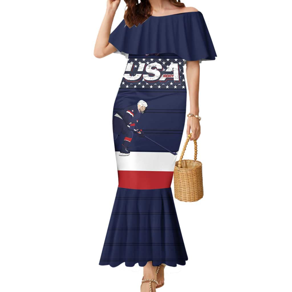 Custom USA Ice Hockey Mermaid Dress Go Champions