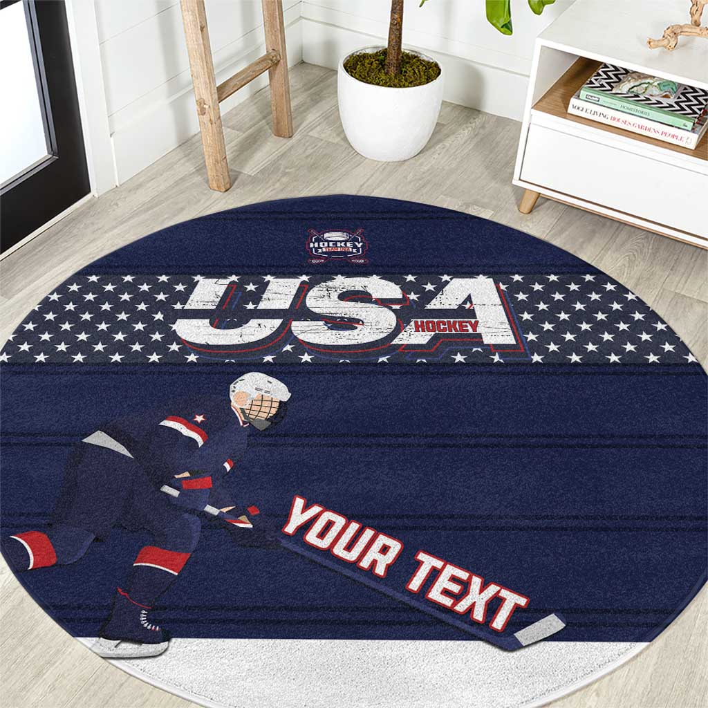 Custom USA Ice Hockey Round Carpet Go Champions