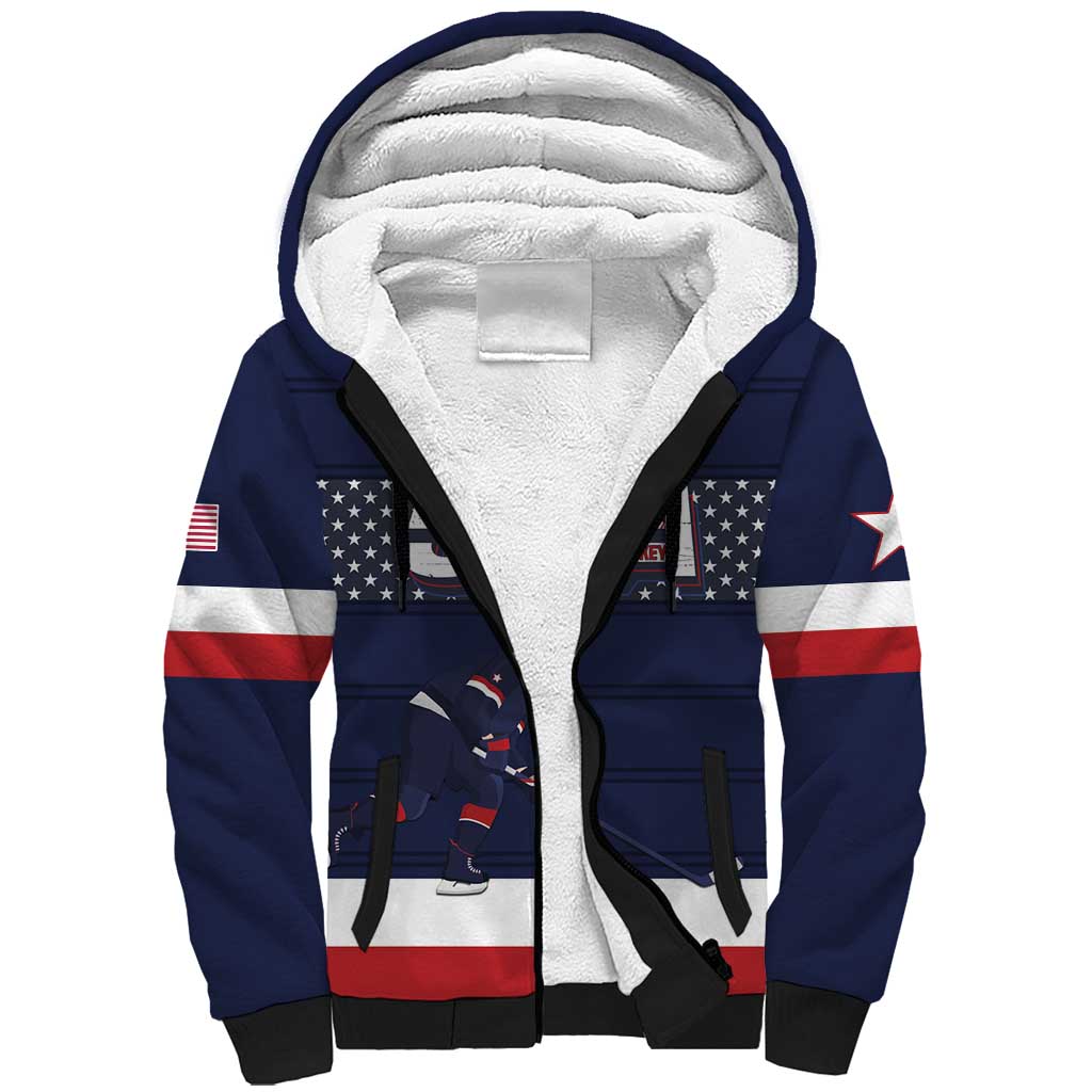 Custom USA Ice Hockey Sherpa Hoodie Go Champions