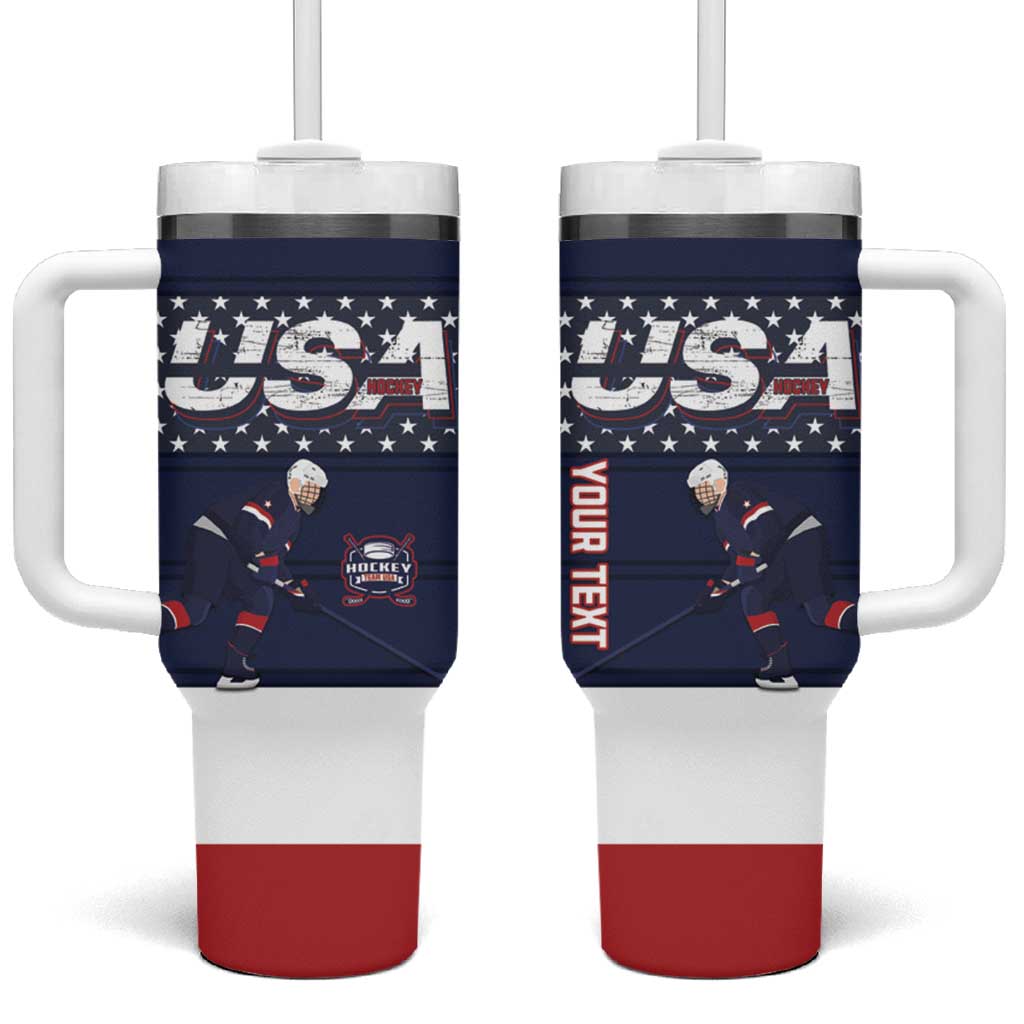 Custom USA Ice Hockey Tumbler With Handle Go Champions