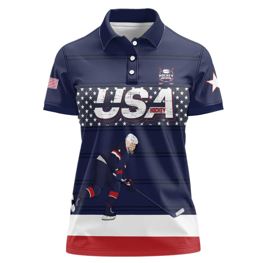 Custom USA Ice Hockey Women Polo Shirt Go Champions