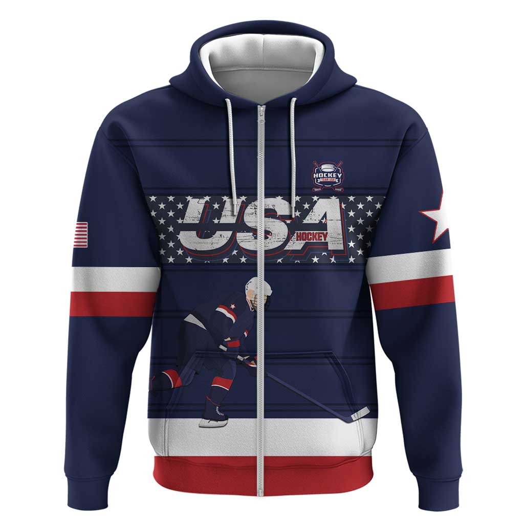 Custom USA Ice Hockey Zip Hoodie Go Champions