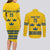 Custom Sweden Ice Hockey Couples Matching Long Sleeve Bodycon Dress and Long Sleeve Button Shirt Go Tre Kronor