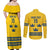 Custom Sweden Ice Hockey Couples Matching Off Shoulder Maxi Dress and Long Sleeve Button Shirt Go Tre Kronor