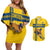 Custom Sweden Ice Hockey Couples Matching Off Shoulder Short Dress and Hawaiian Shirt Go Tre Kronor