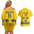 Custom Sweden Ice Hockey Couples Matching Off Shoulder Short Dress and Hawaiian Shirt Go Tre Kronor