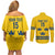 Custom Sweden Ice Hockey Couples Matching Off Shoulder Short Dress and Long Sleeve Button Shirt Go Tre Kronor