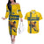 Custom Sweden Ice Hockey Couples Matching Off The Shoulder Long Sleeve Dress and Hawaiian Shirt Go Tre Kronor