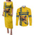 Custom Sweden Ice Hockey Couples Matching Puletasi and Long Sleeve Button Shirt Go Tre Kronor