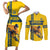 Custom Sweden Ice Hockey Couples Matching Short Sleeve Bodycon Dress and Long Sleeve Button Shirt Go Tre Kronor