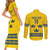 Custom Sweden Ice Hockey Couples Matching Short Sleeve Bodycon Dress and Long Sleeve Button Shirt Go Tre Kronor