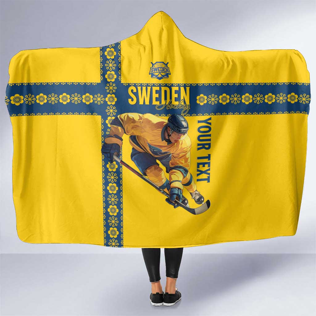 Custom Sweden Ice Hockey Hooded Blanket Go Tre Kronor