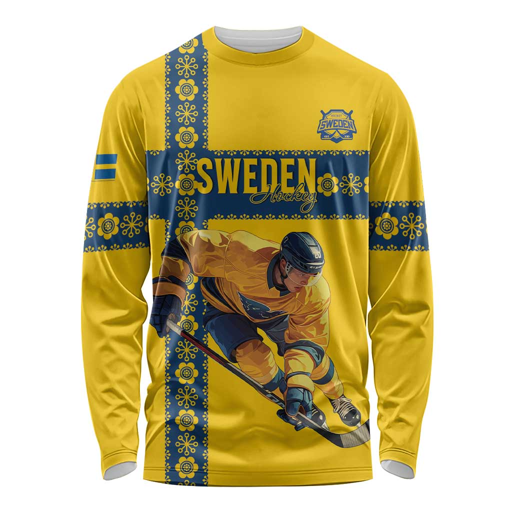 Custom Sweden Ice Hockey Long Sleeve Shirt Go Tre Kronor