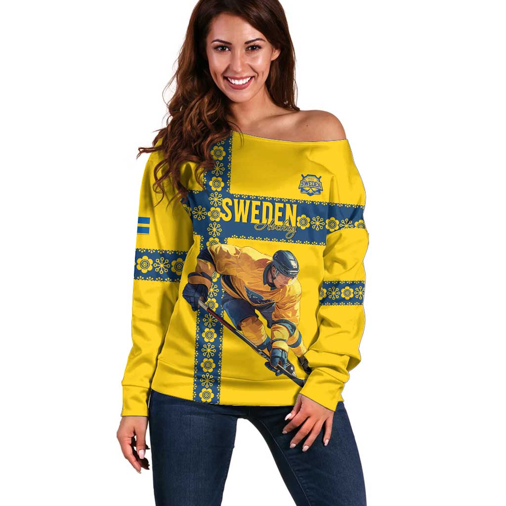 Custom Sweden Ice Hockey Off Shoulder Sweater Go Tre Kronor