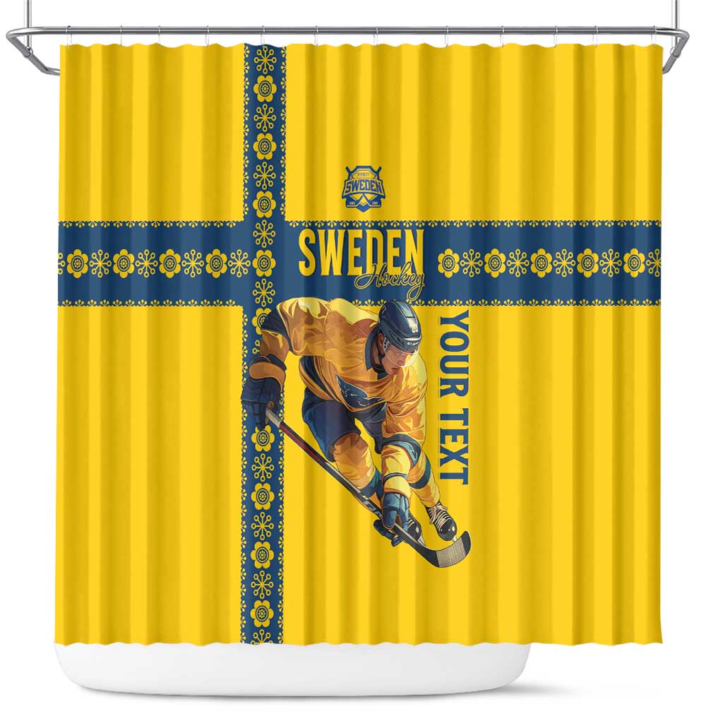 Custom Sweden Ice Hockey Shower Curtain Go Tre Kronor