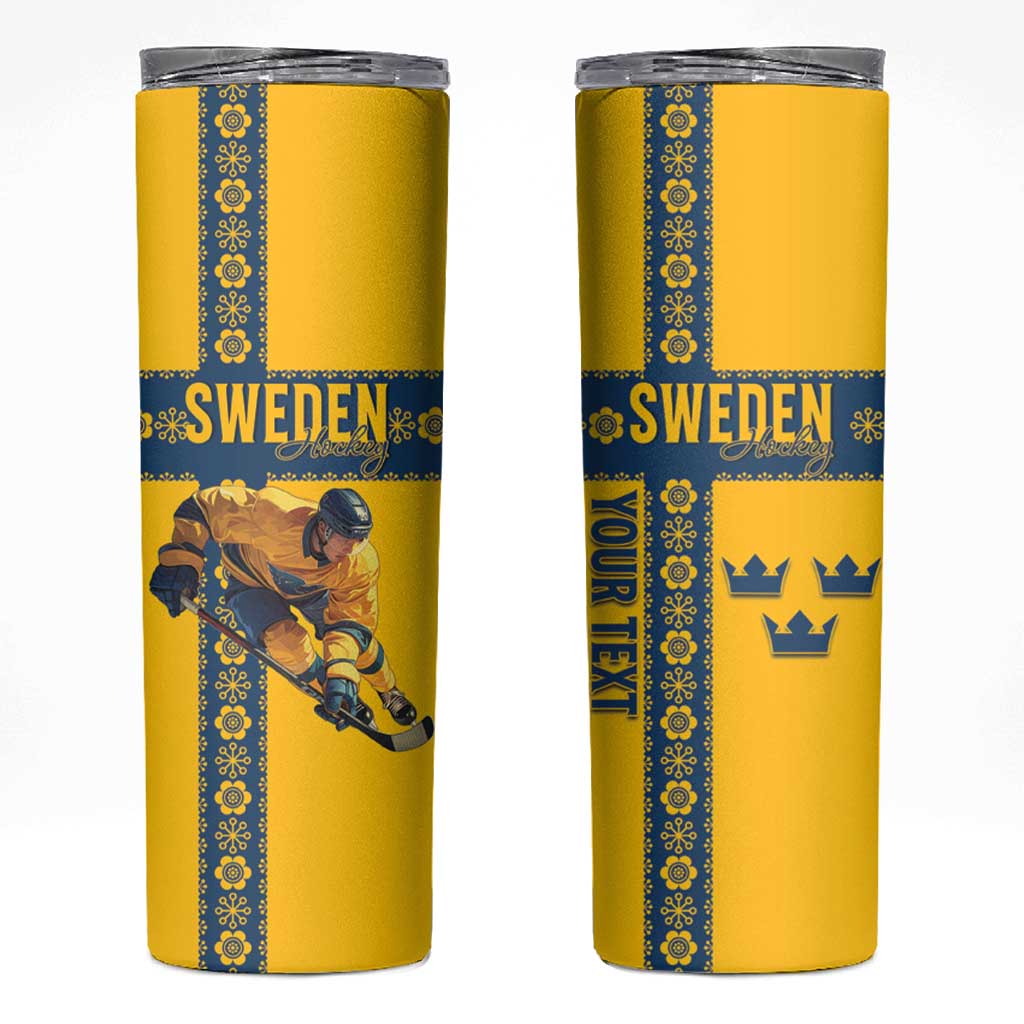 Custom Sweden Ice Hockey Skinny Tumbler Go Tre Kronor