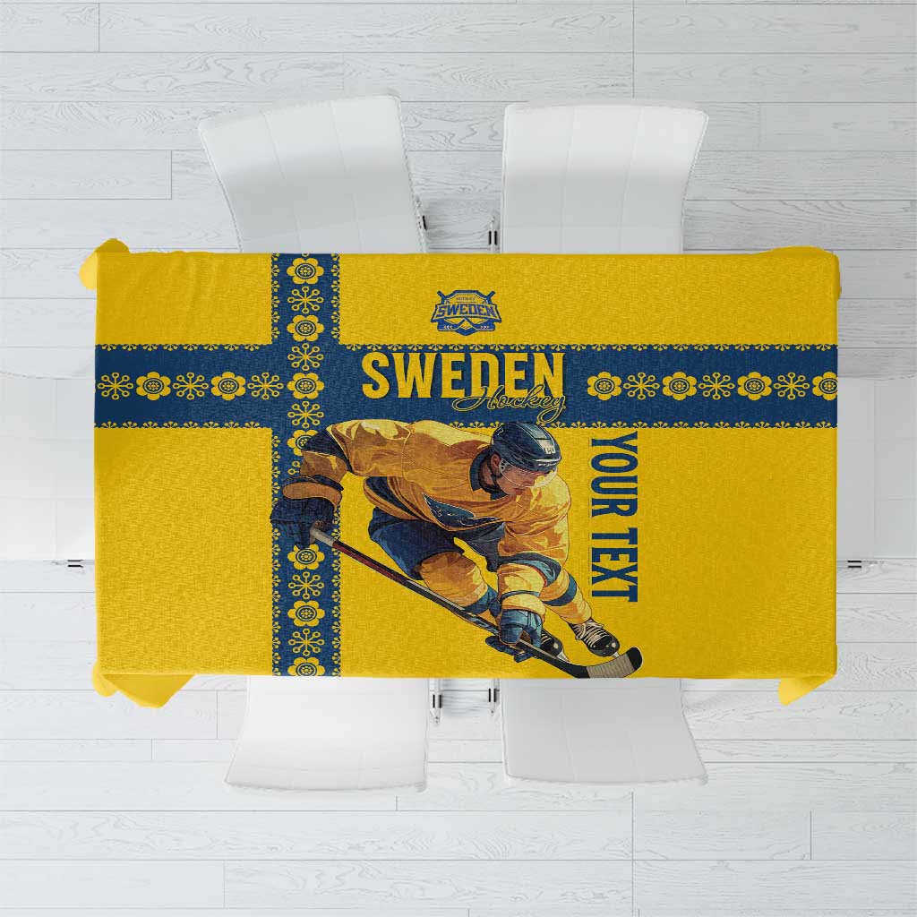 Custom Sweden Ice Hockey Tablecloth Go Tre Kronor