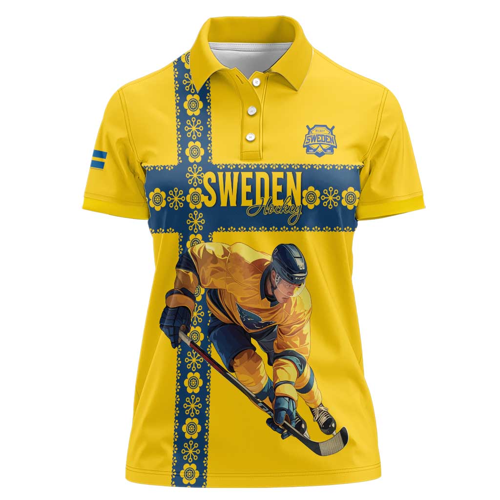 Custom Sweden Ice Hockey Women Polo Shirt Go Tre Kronor