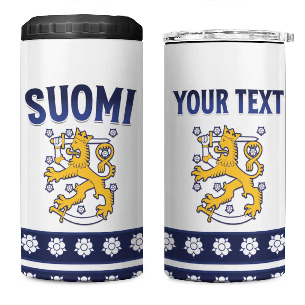 Custom Finland Ice Hockey 4 in 1 Can Cooler Tumbler Go Suomi Go