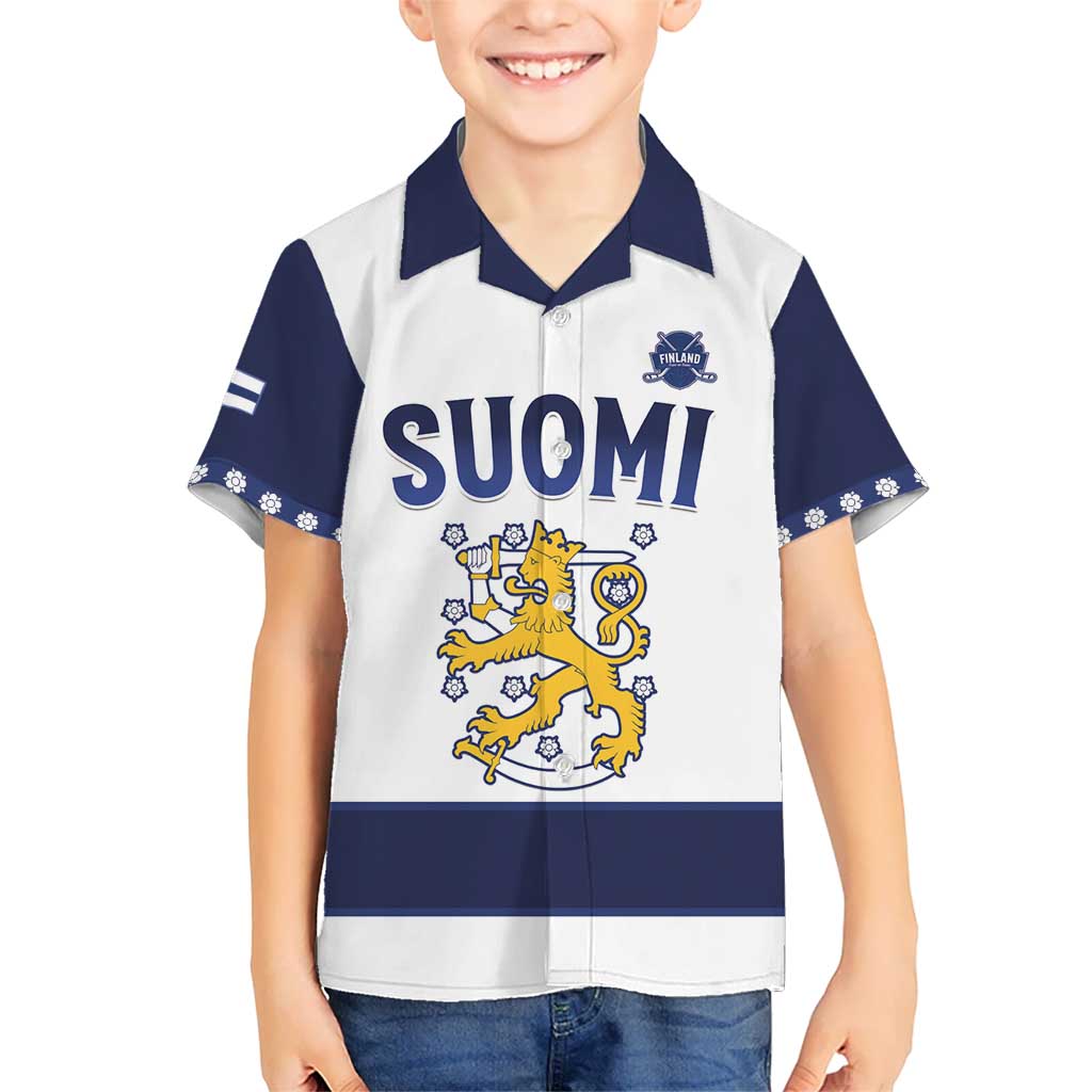 Custom Finland Ice Hockey Kid Hawaiian Shirt Go Suomi Go