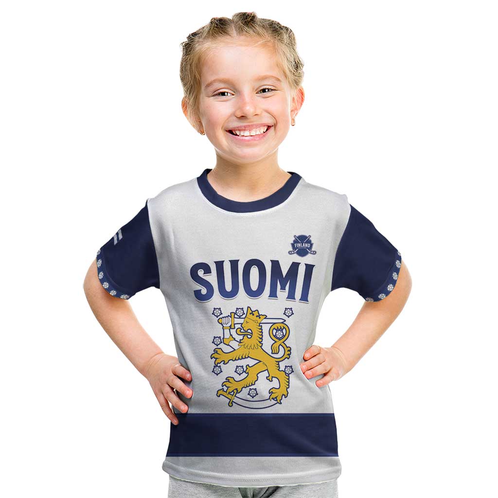 Custom Finland Ice Hockey Kid T Shirt Go Suomi Go