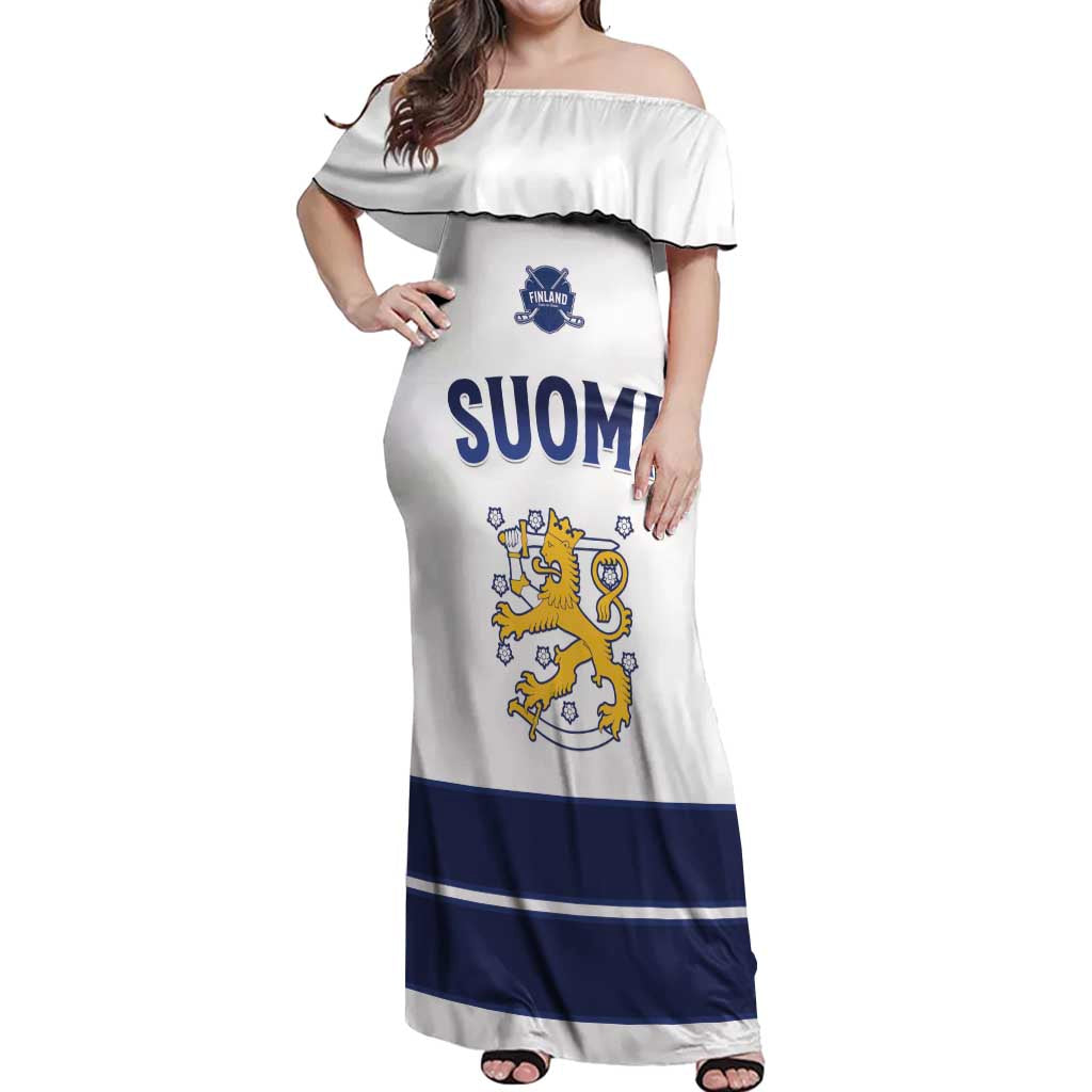 Custom Finland Ice Hockey Off Shoulder Maxi Dress Go Suomi Go