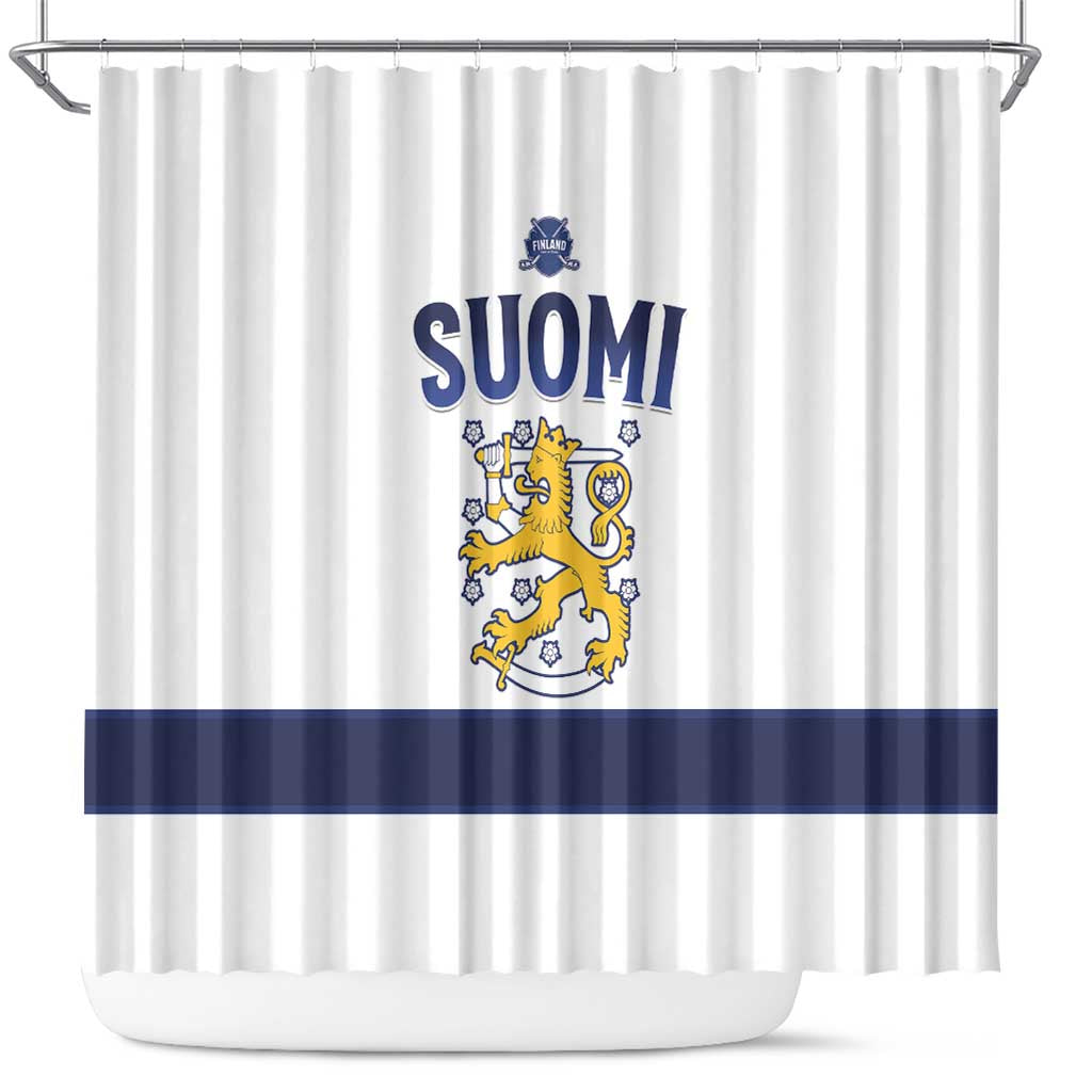 Finland Ice Hockey Shower Curtain Go Suomi Go