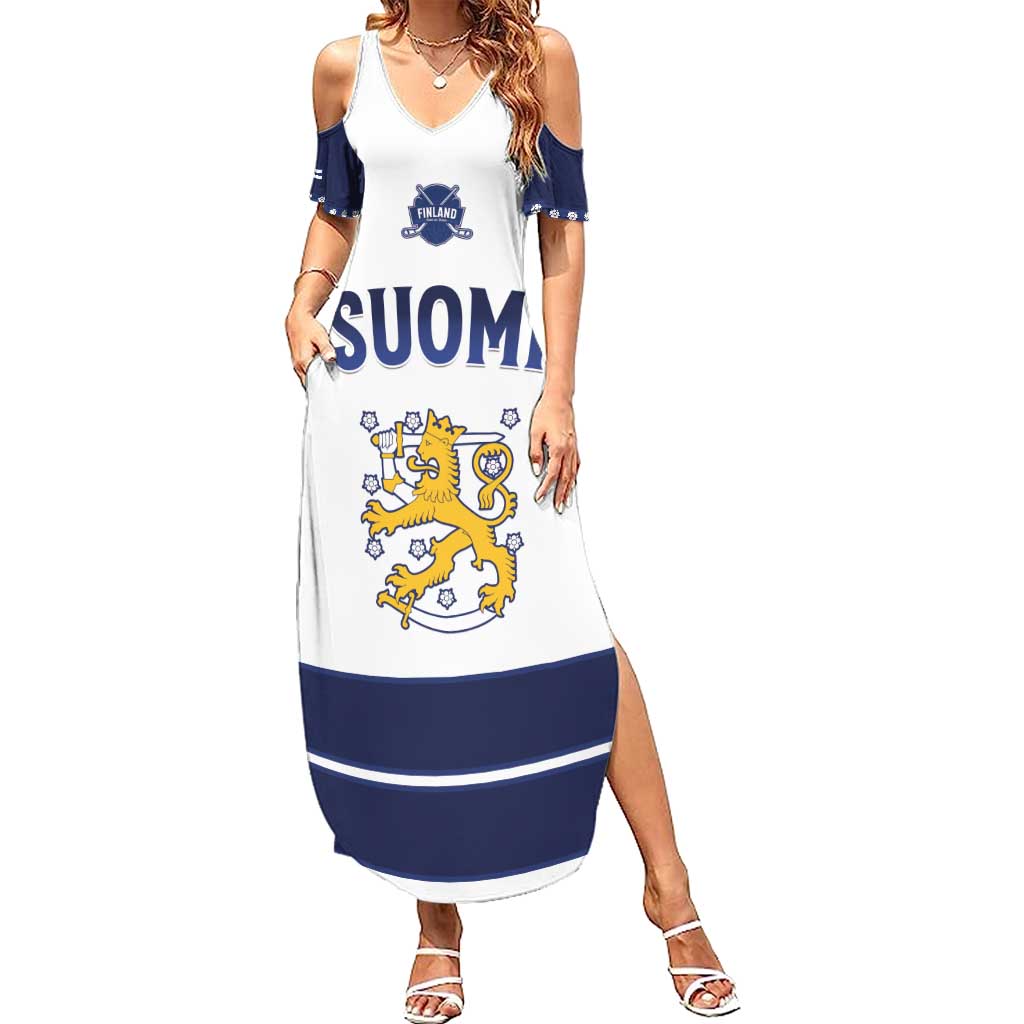 Custom Finland Ice Hockey Summer Maxi Dress Go Suomi Go