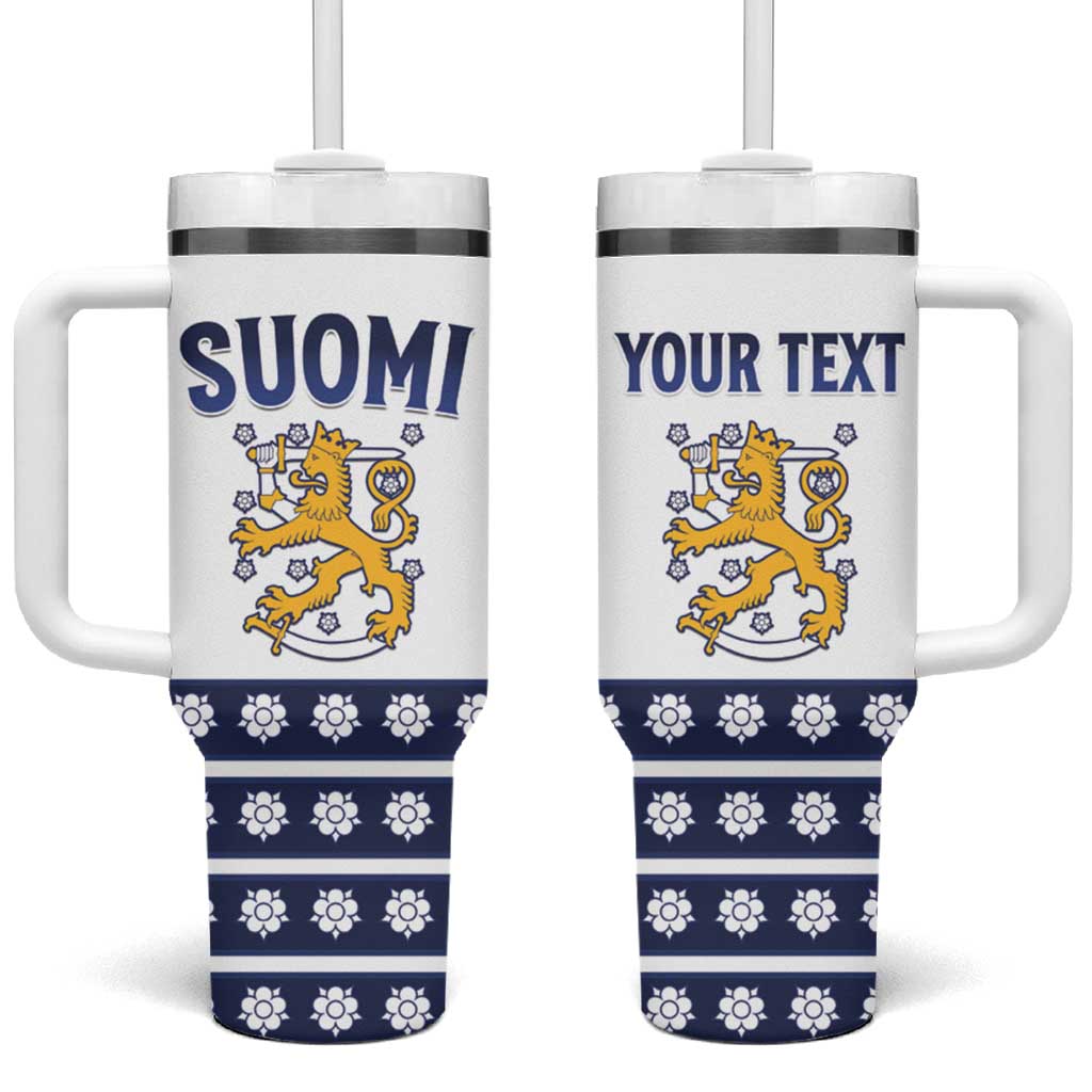 Custom Finland Ice Hockey Tumbler With Handle Go Suomi Go