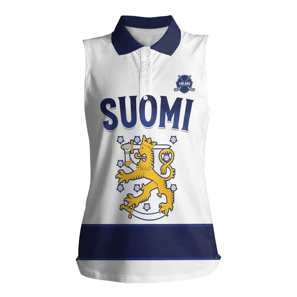 Custom Finland Ice Hockey Women Sleeveless Polo Shirt Go Suomi Go